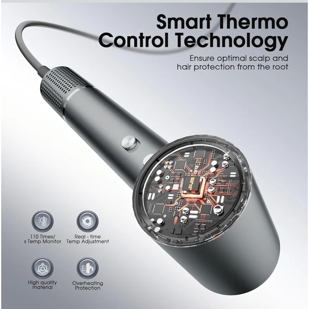 Professional Ionic Hair Dryer, High Speed, with Diffuser, 1400W, Gray, HD40 - Picture 2 of 6